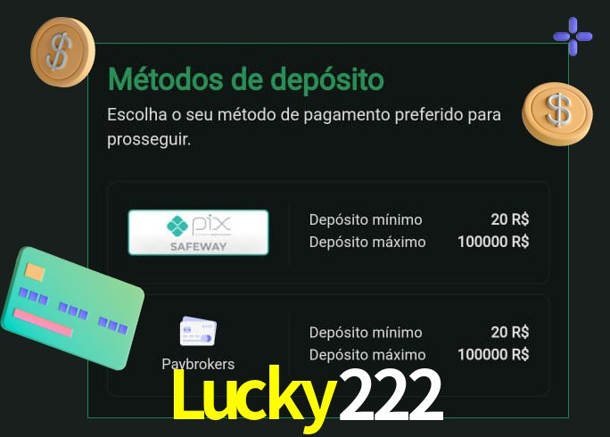 O cassino Lucky222 oferece uma grande variedade de métodos de pagamento